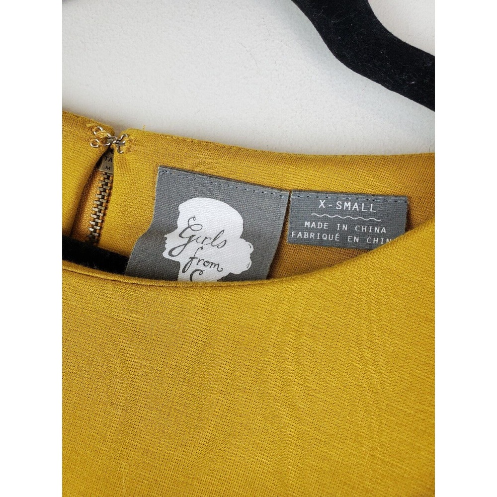 Girls From Savoy XS Mustard Yellow Velvet Belt Ponte Knit Dress Anthropologie - Picture 10 of 10
